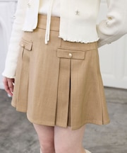 ゴールドボタンプリーツミニスカパン