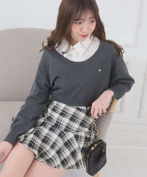 フリルノースリシャツセットニット