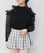 リボンセットシアーフリルニット