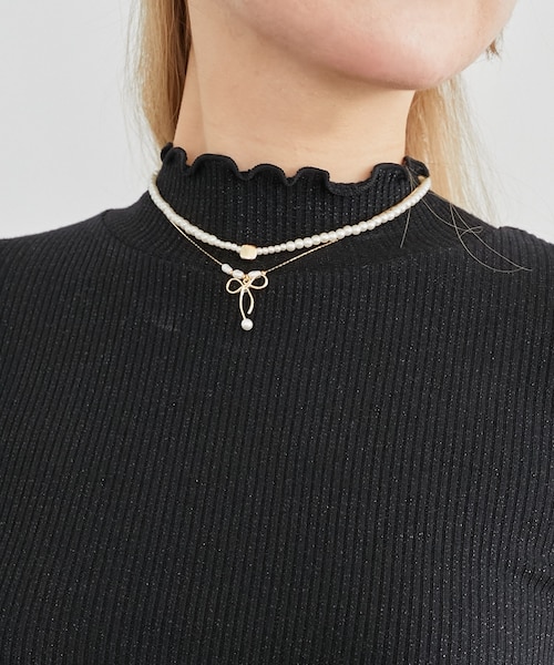 2連パール×リボンネックレス｜マジェスティックレゴンの通販｜&mall