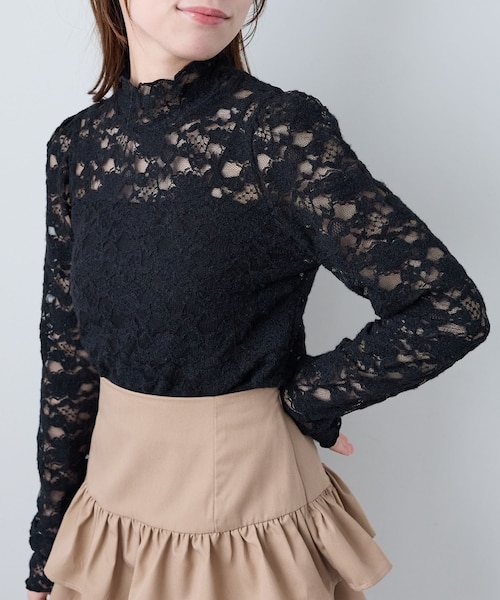 レースハイネックトップス｜マジェスティックレゴンの通販｜&mall
