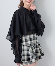 シアーケープロングスリーブブラウス