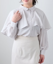 シアーケープロングスリーブブラウス