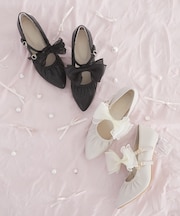 2WAYリボンキラキラヒールパンプス