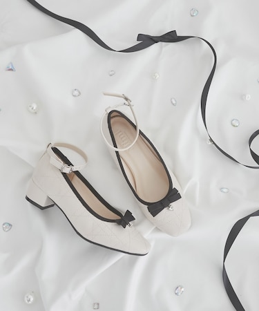 キルティングリボンパンプス