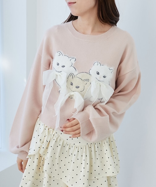 オメカシにゃんずリボンニット