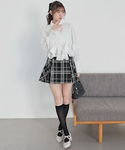 ボックスプリーツフレアミニスカパン