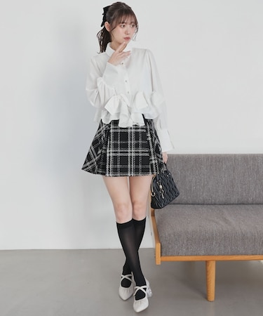 ボックスプリーツフレアミニスカパン