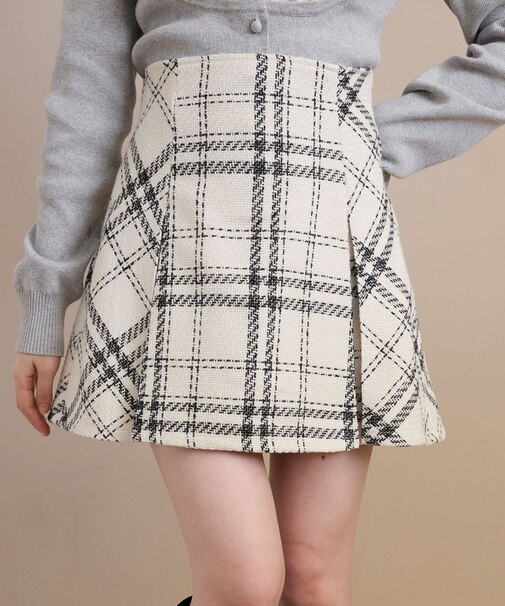 ボックスプリーツフレアミニスカパン