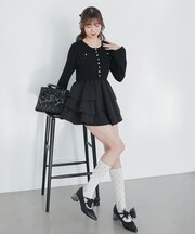 ニットドッキングティアードミニワンピ