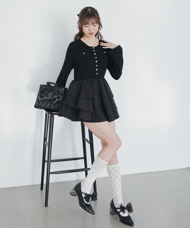 ニットドッキングティアードミニワンピ