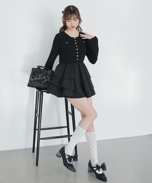 ニットドッキングティアードミニワンピ