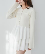 ニットドッキングティアードミニワンピ