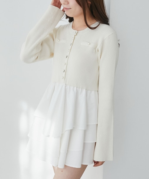 ニットドッキングティアードミニワンピ