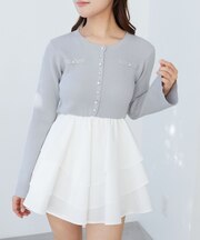 ニットドッキングティアードミニワンピ