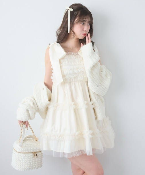 フリルチュールミニワンピース
