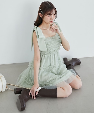 フリルチュールミニワンピース
