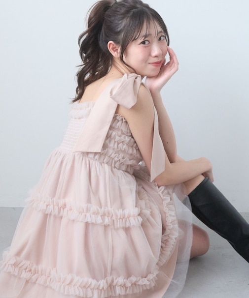 フリルチュールミニワンピース