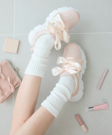 ダブルリボン厚底スニーカー