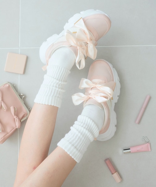 ダブルリボン厚底スニーカー