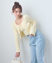 キャミセットフラワー刺繍カーデ