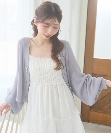 ビジューボタンUVカットカーデ