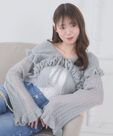 キャミセットビッグカラーフリルカーデ