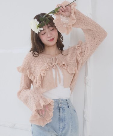 キャミセットビッグカラーフリルカーデ