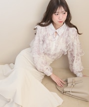 襟付きエアリーフリルブラウス