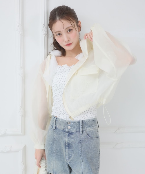 15G！mal. レレレさん！シアーブルゾン ホワイト エアリーシアーフードブルゾン｜マジェスティックレゴンの通販｜&mall