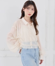 インナー付きドロストシアーブラウス