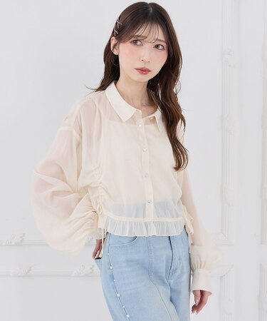 インナー付きドロストシアーブラウス
