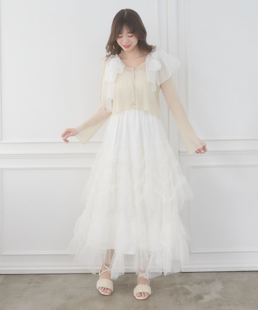 チュールフリルティアードスカート