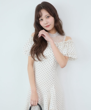 ウエストきゅっとオフショルワンピ