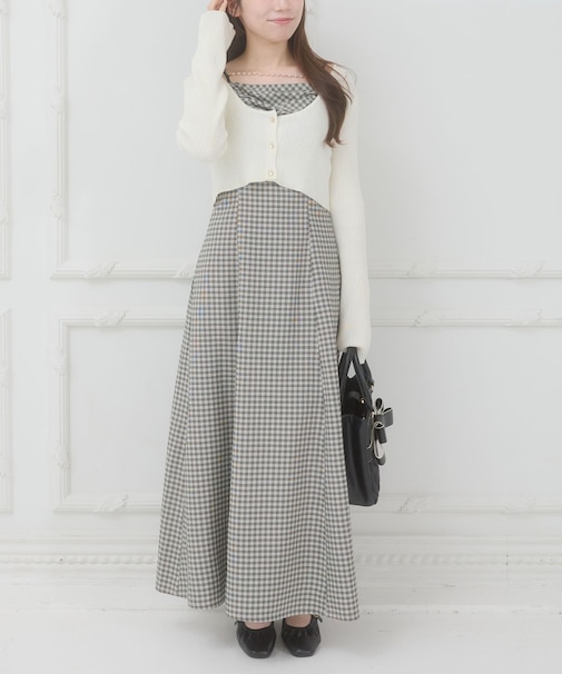 カーデセットチェーン付きキャミワンピ