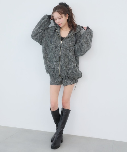 キラキラツイードミディブルゾン｜マジェスティックレゴンの通販
