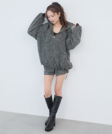 キラキラツイードミディブルゾン