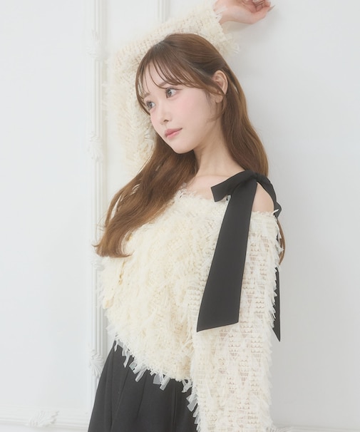 チュールリボンカーディガン