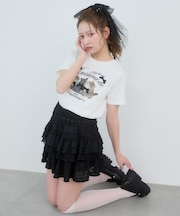 レースフリルティアードミニスカパン