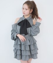 肩あきリボンタイセットミニワンピ