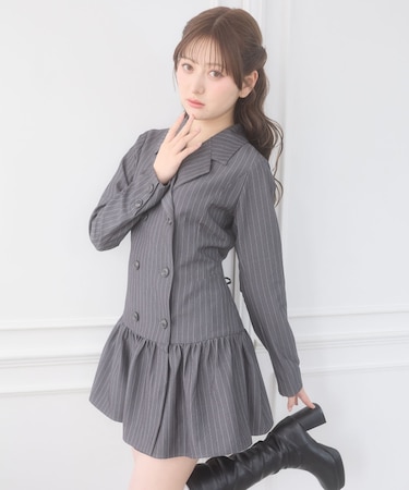 レースアップジャケットミニワンピ