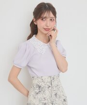 2WAYレース襟パフスリーブトップス