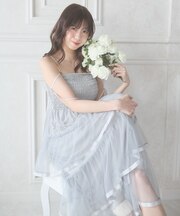 チェーン付きチュールティアードワンピ