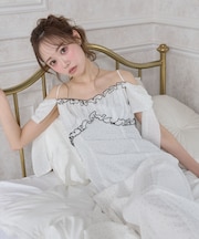 リボンスリーブシフォンキャミワンピース