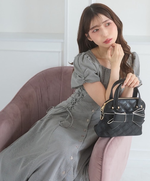 サイドレースアップスクエアネックワンピ