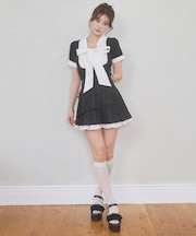 裾フリルプリーツミニスカパン