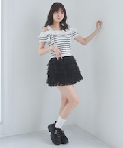 チュールレースフリルミニスカパン