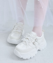 ビジュー厚底リボンスニーカー