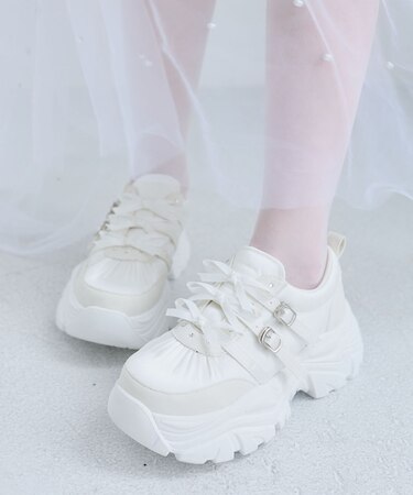 ビジュー厚底リボンスニーカー
