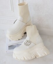 ビジューリブ厚底スニーカーブーツ